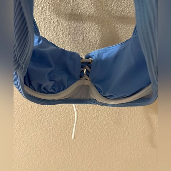 HEIDI KLEIN Cairns lace-up bikini top Blue Sz M - Picture 6 of 8